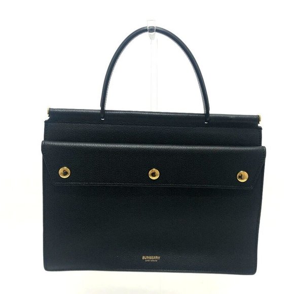 BURBERRY Square type small title bag Hand Bag Leather Black/GoldHardware - Picture 1 of 11